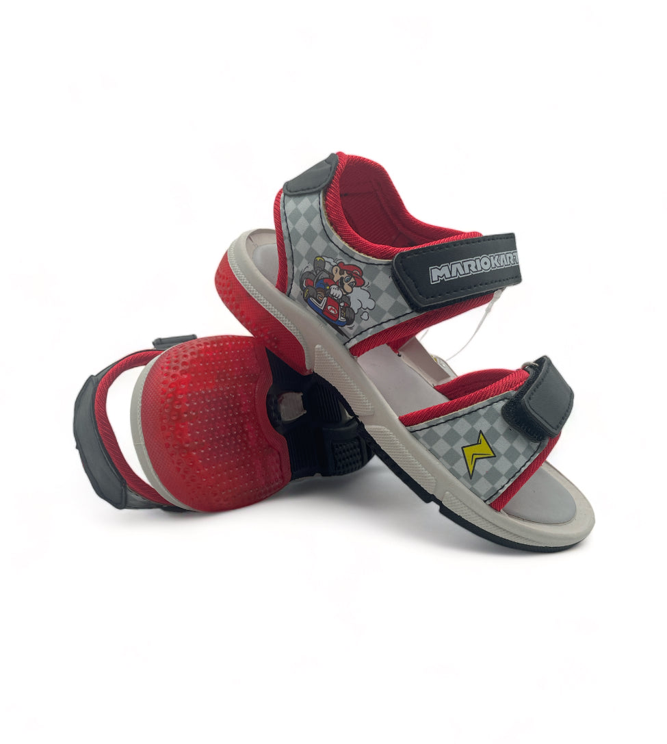 Sandales Mario Kart garçon rouge et noir à scratch - Enfant