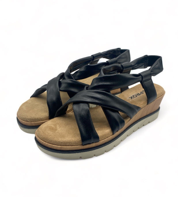Sandales Beige & Noire été Lanière simili Cuir Sprox - Femme