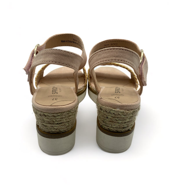 Sandales à talon Beige style bohème tressé Sprox - Femme