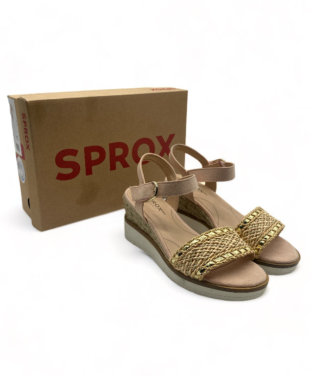 Sandales à talon Beige style bohème tressé Sprox - Femme