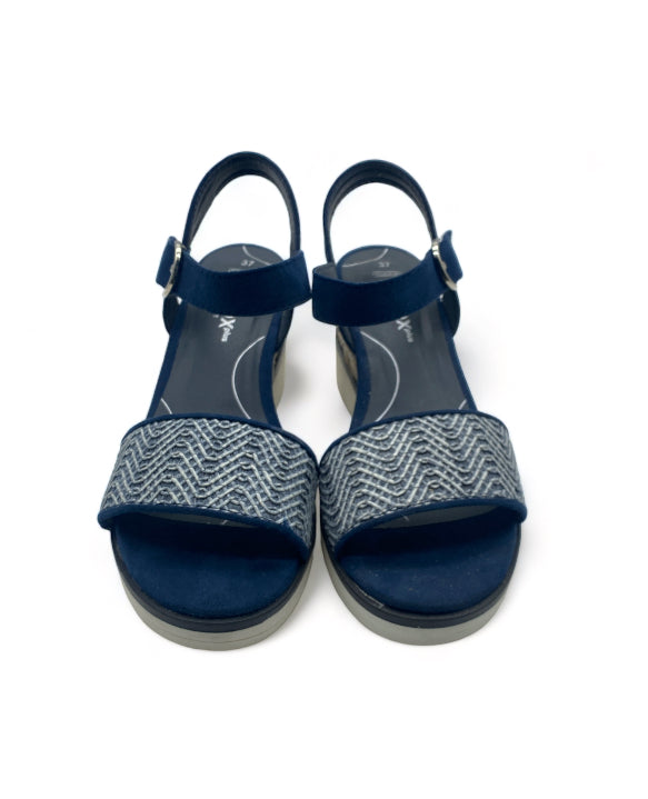 Sandales à Talon bleu type Marin motif vague japonais tressée Sprox - Femme