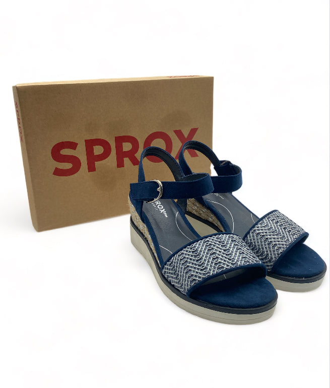 Sandales à Talon bleu type Marin motif vague japonais tressée Sprox - Femme