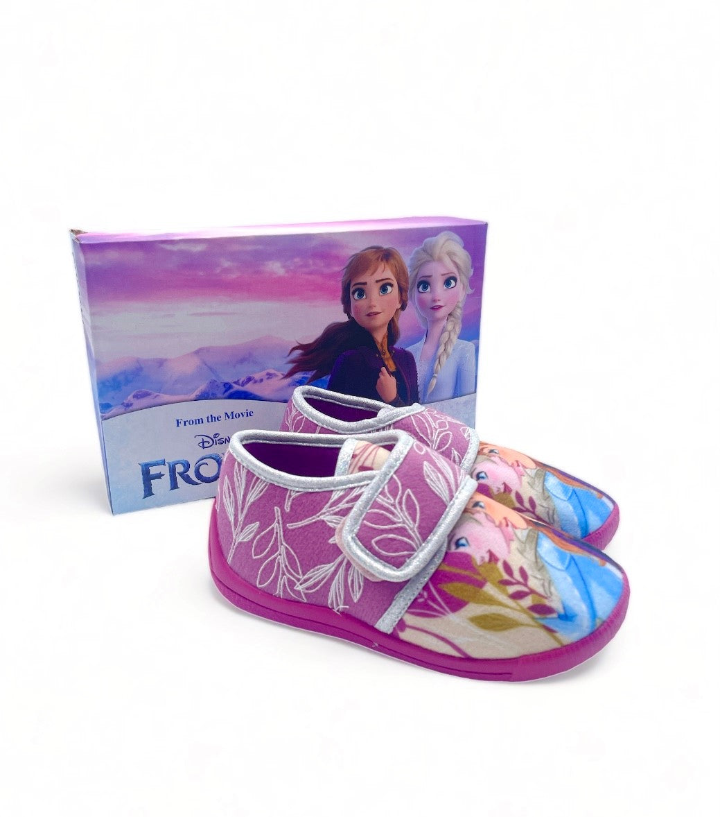 Chaussons La Reine Des Neiges à scratch rose - Fille