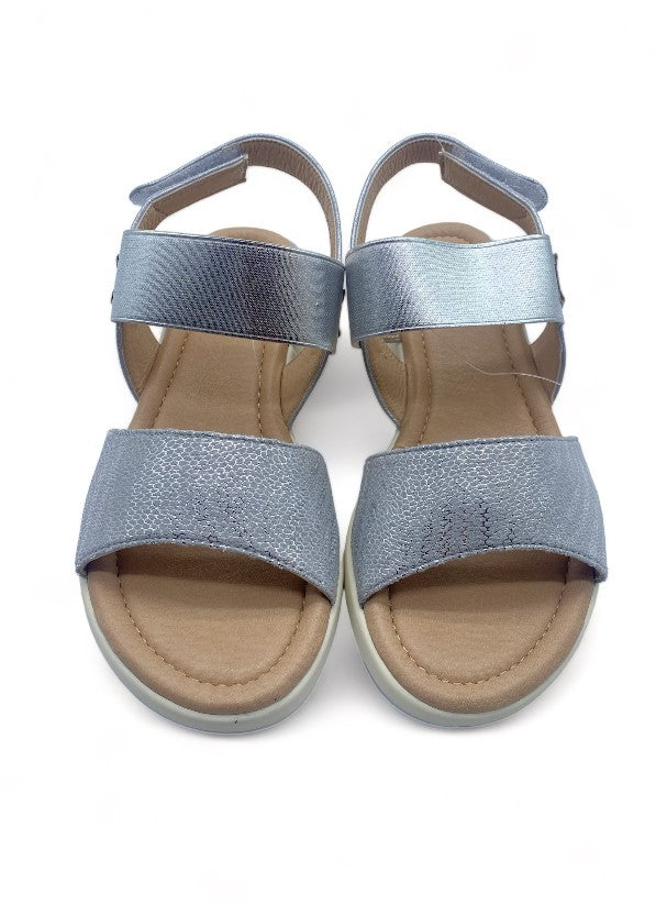 Sandales Argentés avec lanière type Crocodile pour Femme