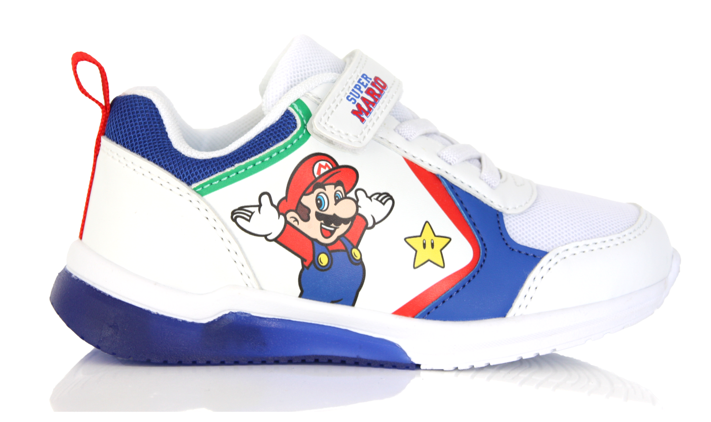 Baskets Enfant Super Mario Blanches & Bleues