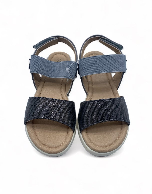 Sandales Millie&Co noires à Lanière type Zébrées pour Femme