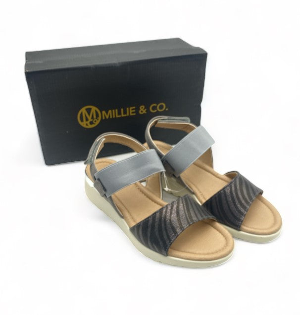 Sandales Millie&Co noires à Lanière type Zébrées pour Femme