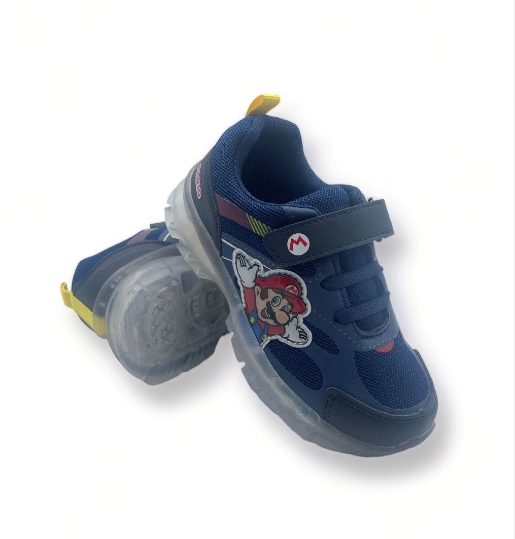 Basket Mario éclairante bleu foncée enfant - Garçon