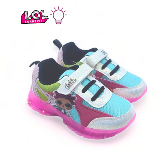 Basket LOL Surprise bleu rose et vert à scratch pour Enfant