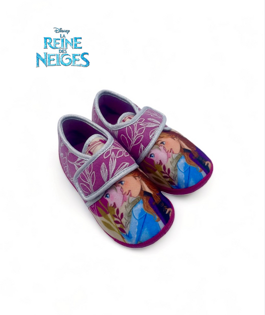 Chaussons La Reine Des Neiges à scratch rose - Fille