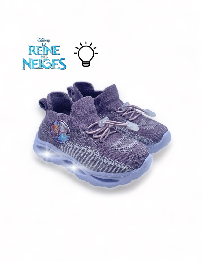 Basket éclairante en textile type chaussette rigide violette la Reine des Neiges pour Enfant