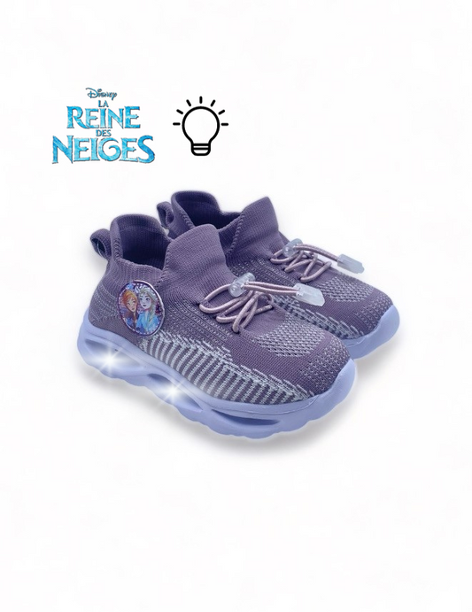 Basket éclairante en textile type chaussette rigide violette la Reine des Neiges pour Enfant