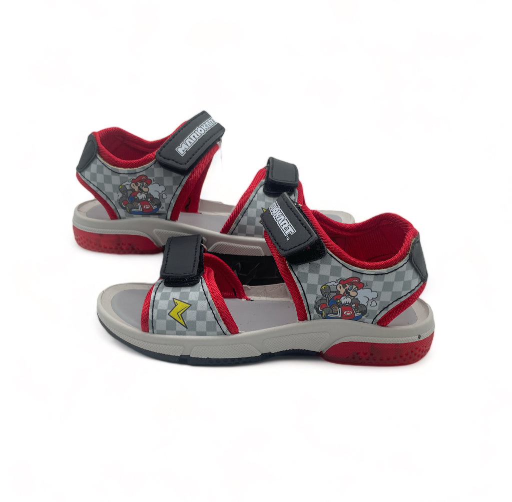 Sandales Mario Kart garçon rouge et noir à scratch - Enfant