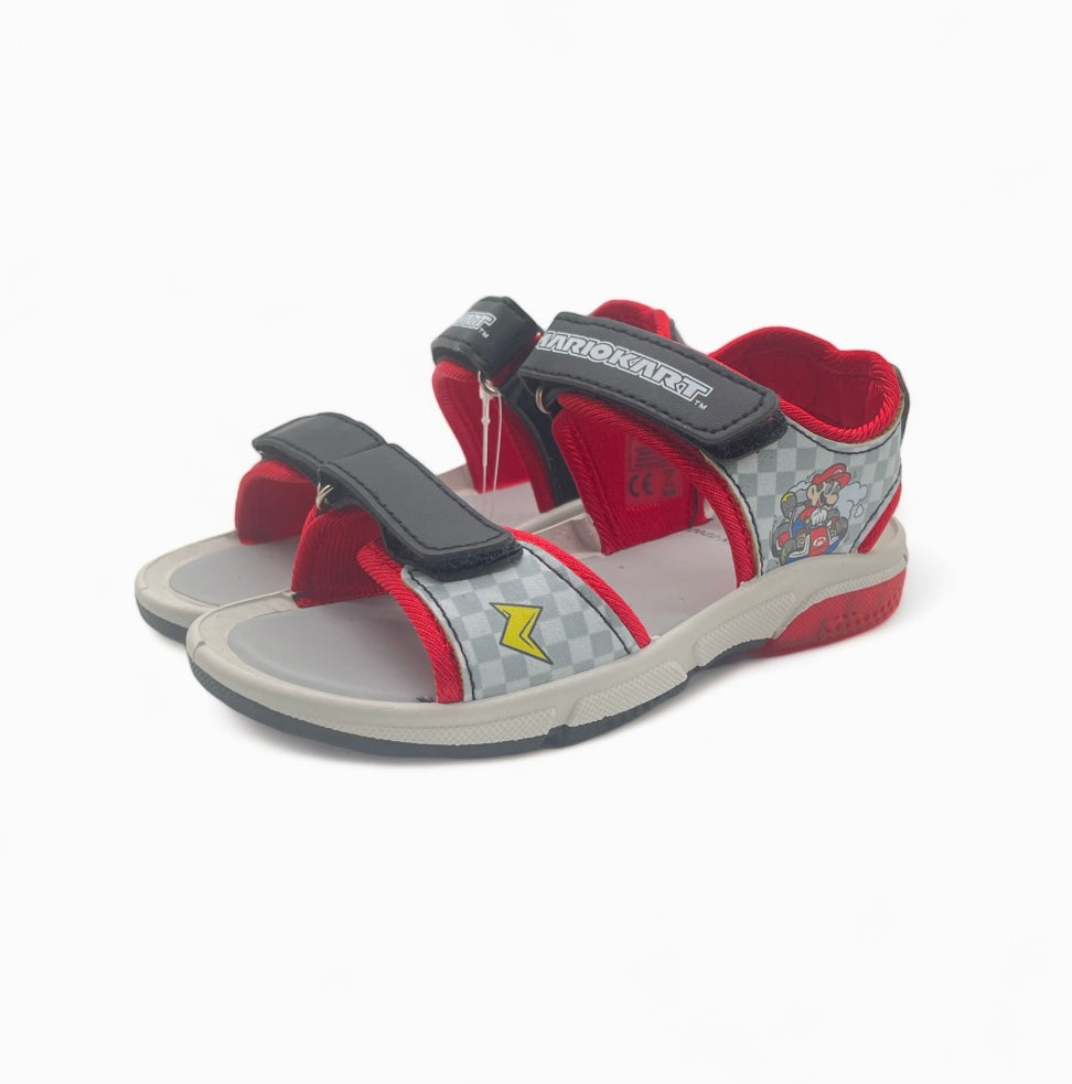Sandales Mario Kart garçon rouge et noir à scratch - Enfant Image principale du produit