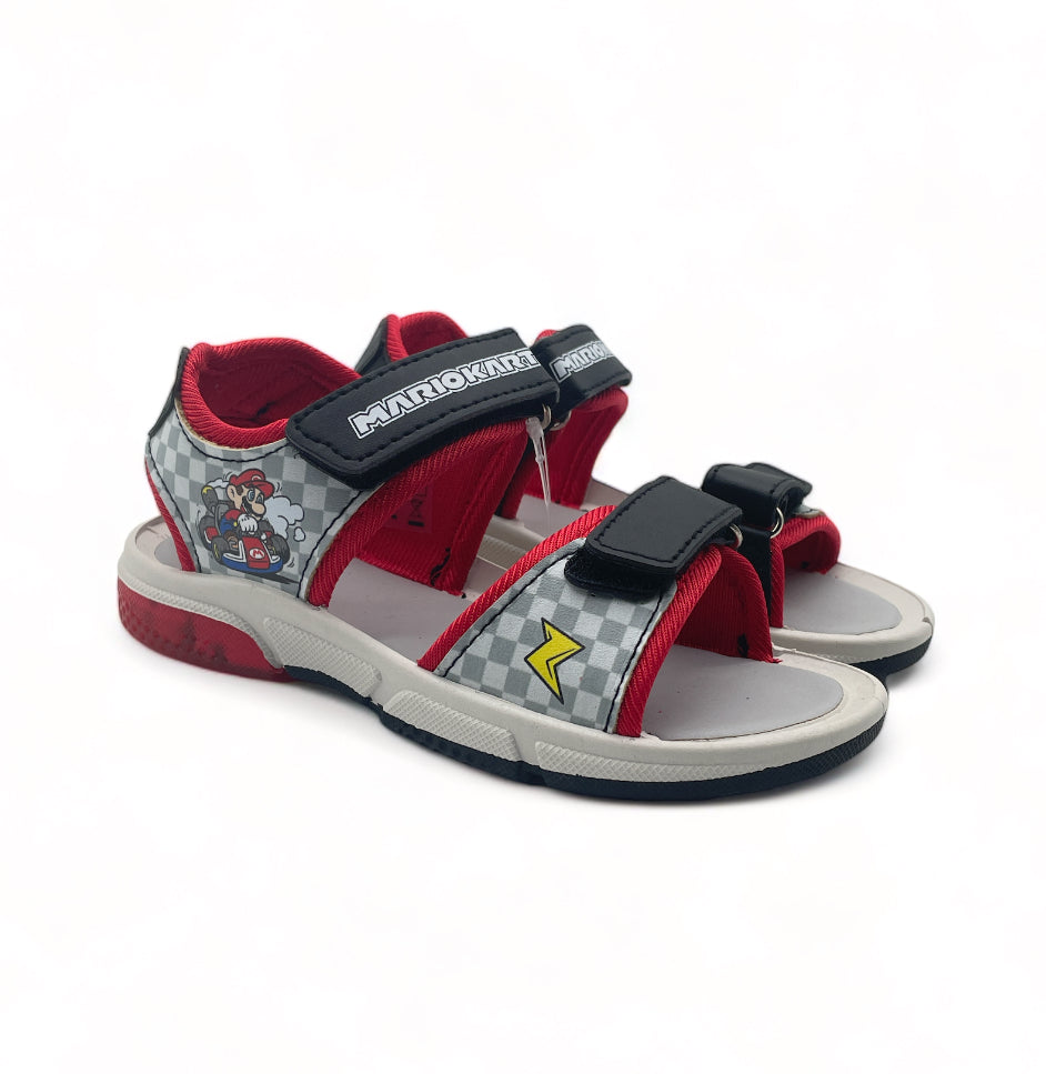 Sandales Mario Kart garçon rouge et noir à scratch - Enfant