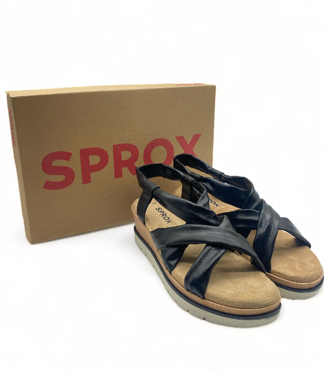 Sandales Beige & Noire été Lanière simili Cuir Sprox - Femme