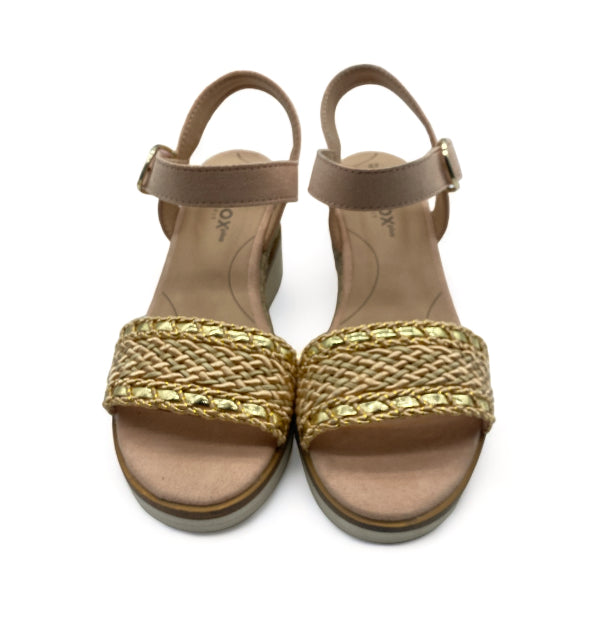 Sandales à talon Beige style bohème tressé Sprox - Femme