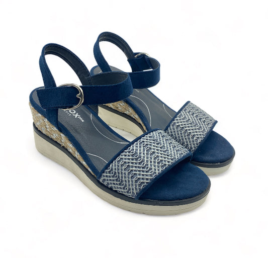 Sandales à Talon bleu type Marin motif vague japonais tressée Sprox - Femme