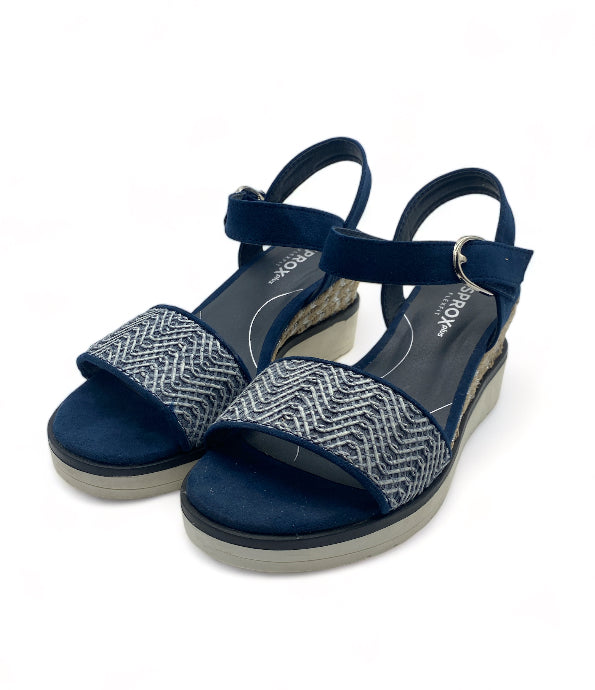 Sandales à Talon bleu type Marin motif vague japonais tressée Sprox - Femme