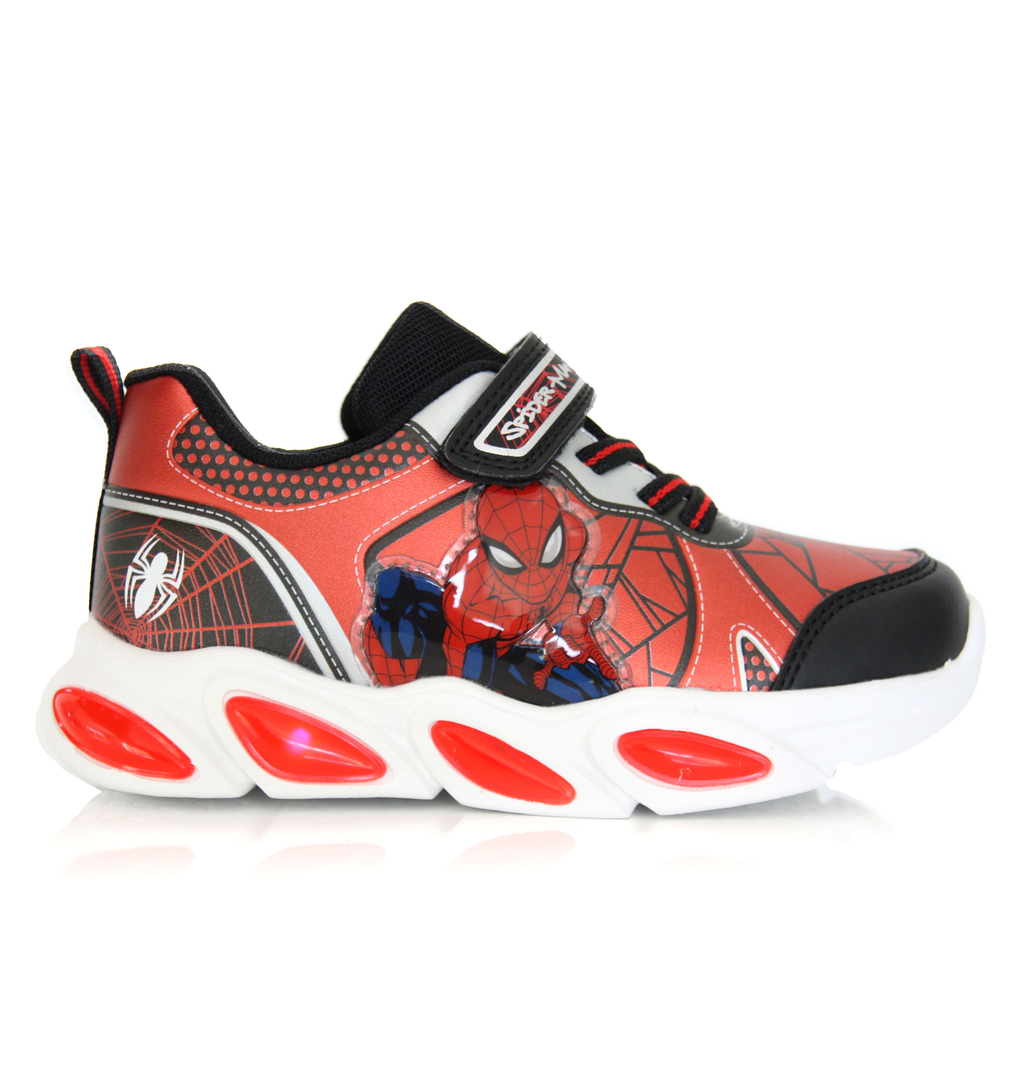 Baskets Spider-Man SpiderMan Noires & Rouges à Scratch LED du 25 au 33