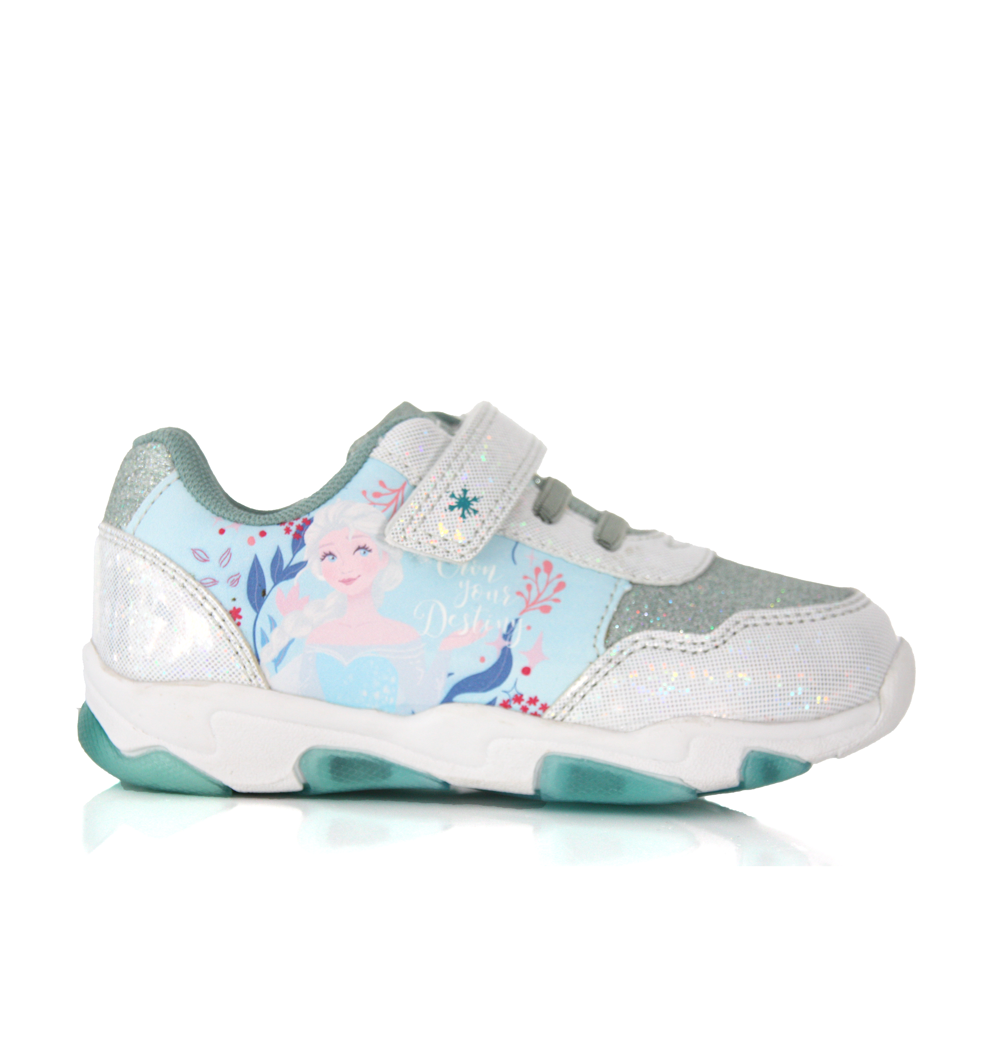 Baskets Fille Reine des Neiges pailletées Elsa Disney Turquoise