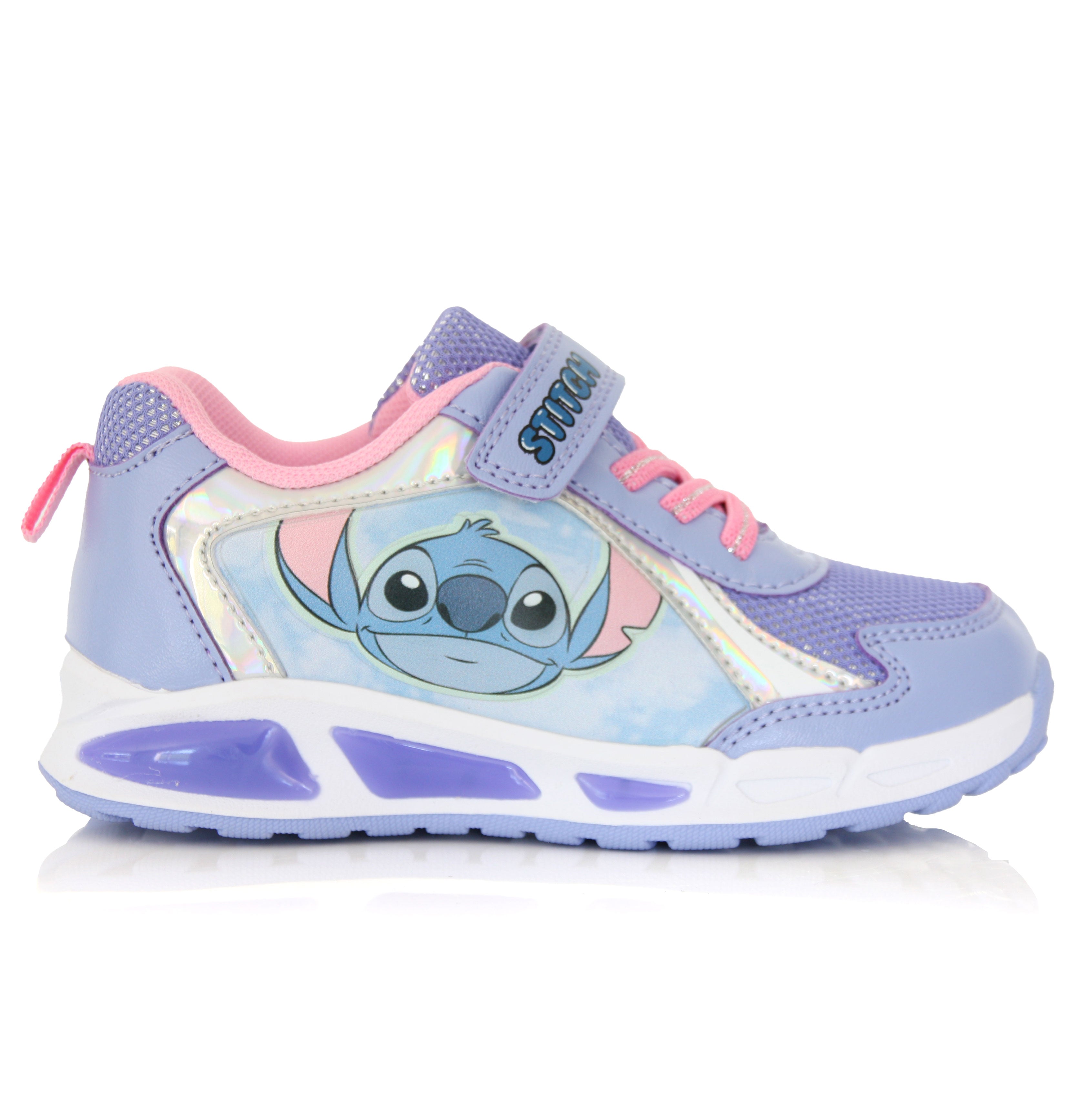 Baskets Stitch Fille Lumineuses Violet & Rose – Scratch Confort Enfant du 24 au 32