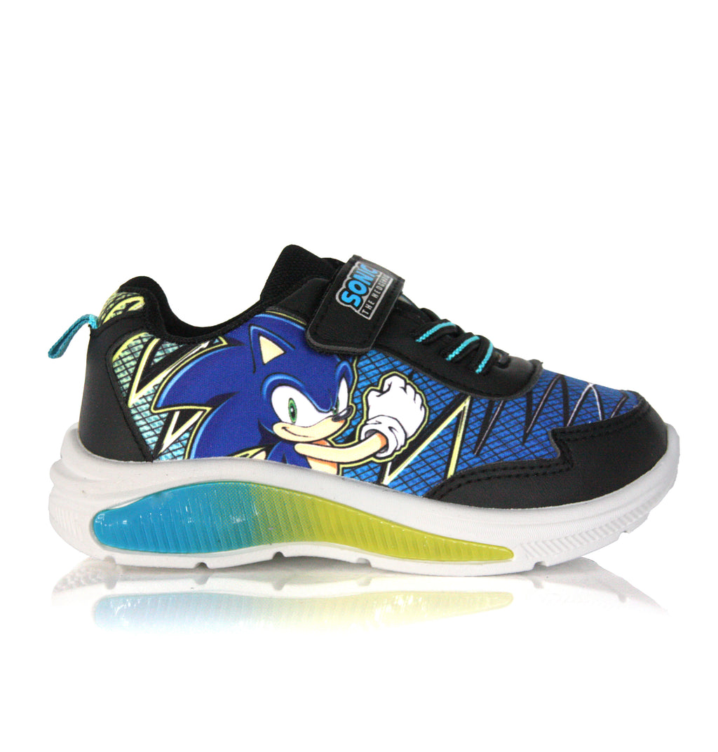 Baskets Sonic Enfant Lumineuses Bleu et Noir – Scratch et Lacets 25 33