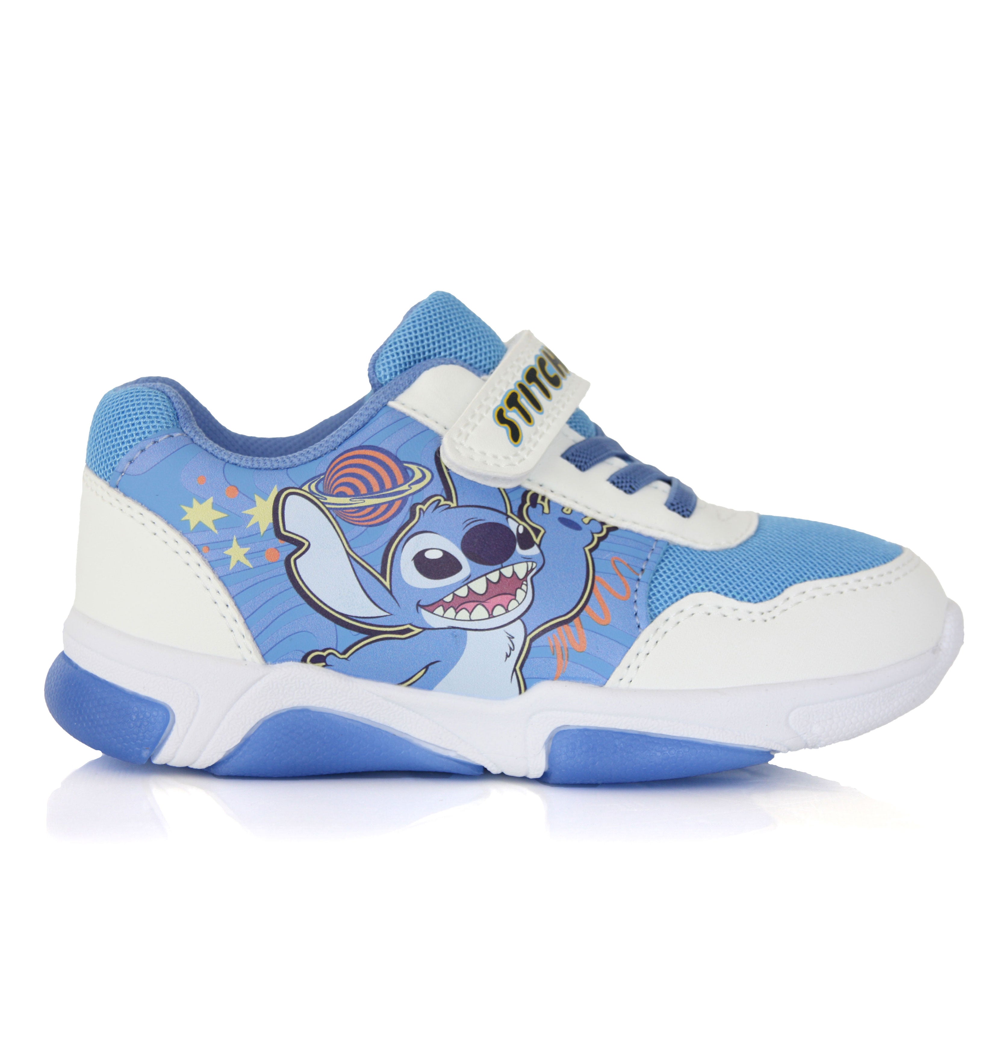 Baskets Stitch Enfant Semelle Lumineuse Bleu et Blanc – Scratch du 24 au 32 Image principale du produit