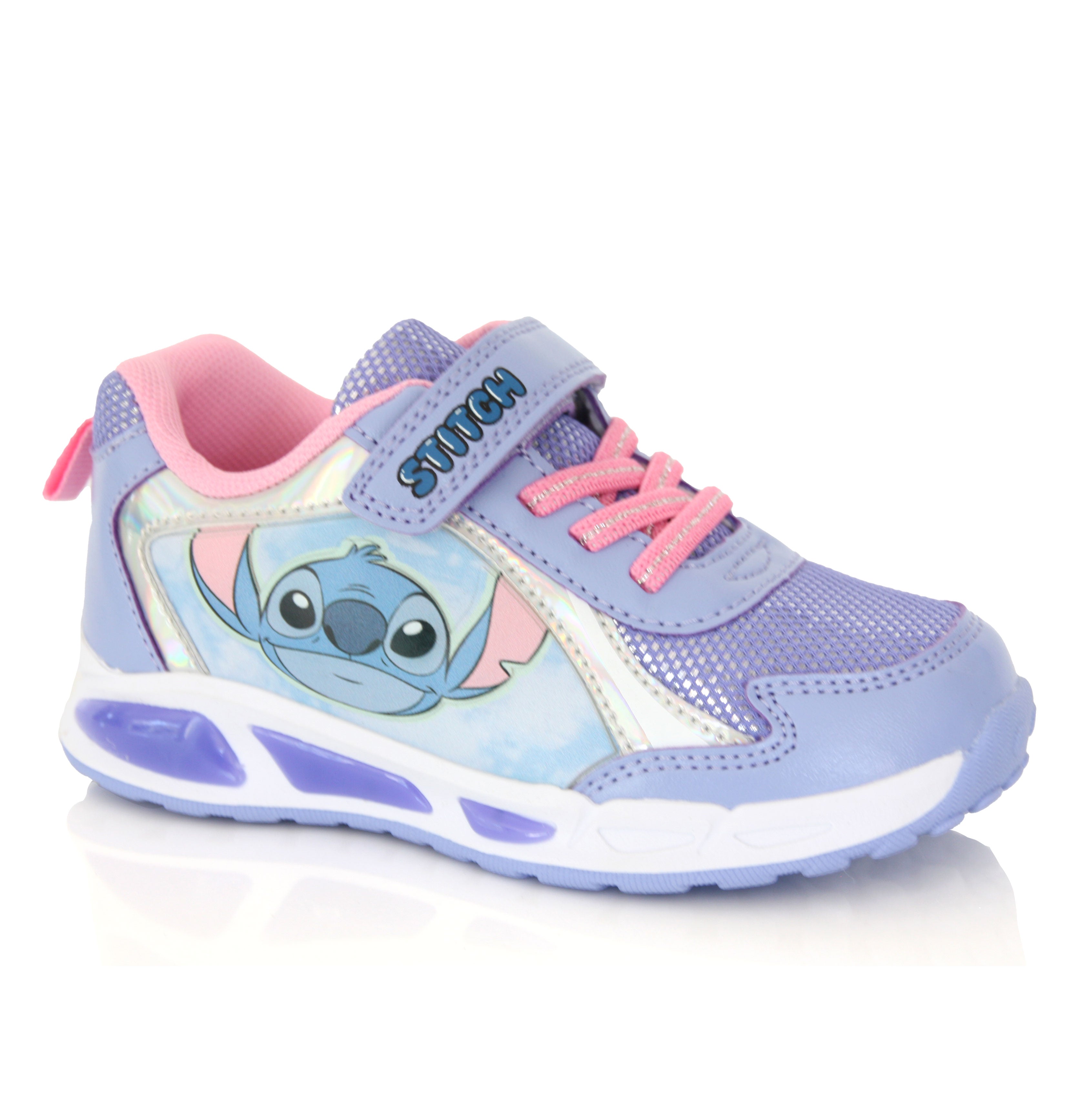 Baskets Stitch Fille Lumineuses Violet & Rose – Scratch Confort Enfant du 24 au 32