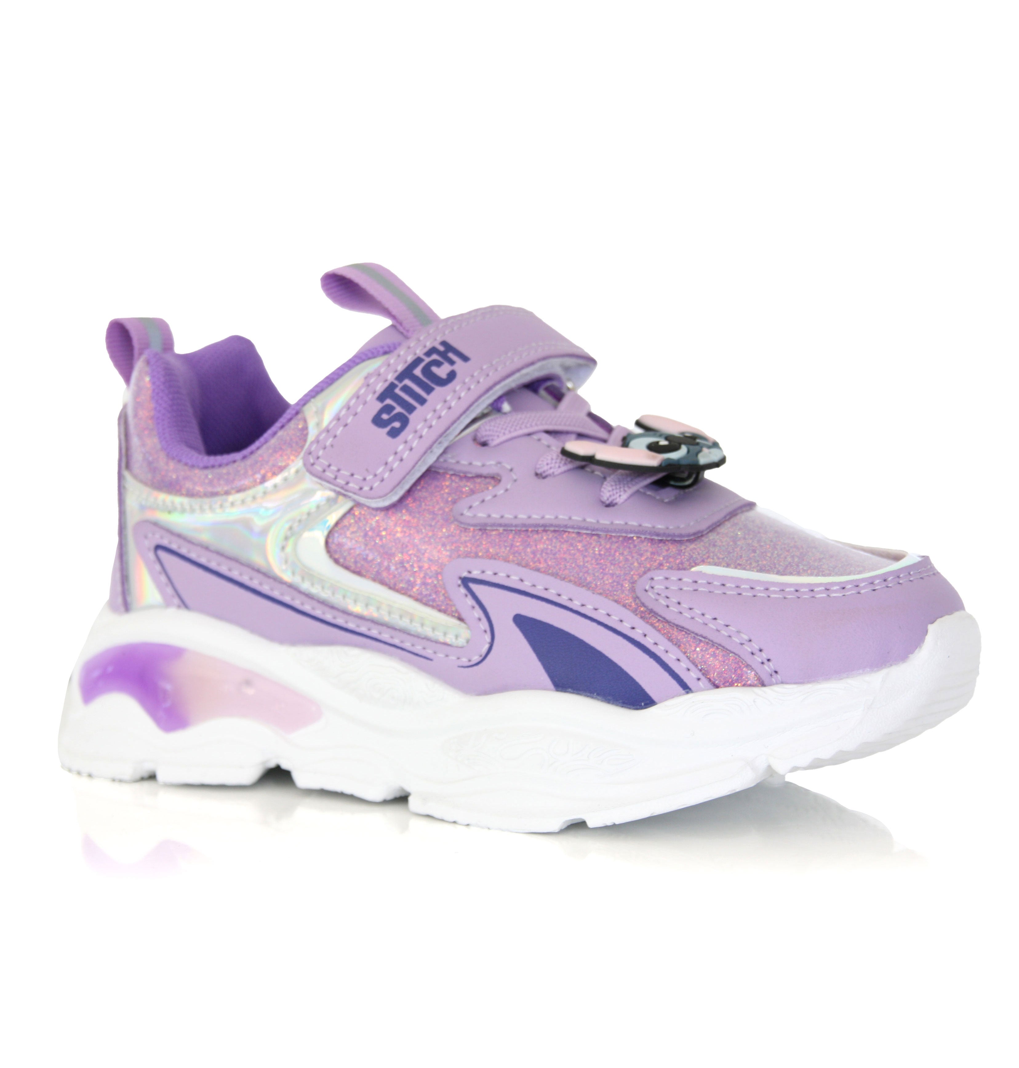 Baskets Stitch Enfant Violettes Pailletées – Scratch Confort du 24 au 32 Image secondaire du produit