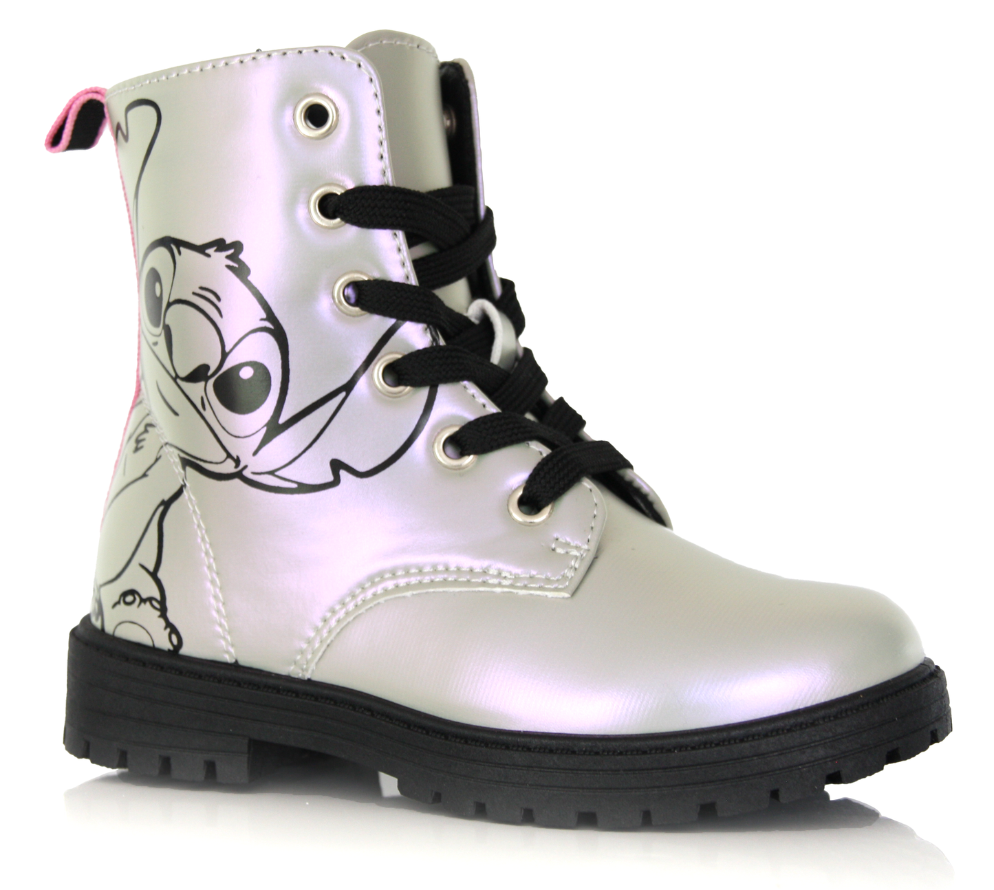 Bottines Fille Stitch – Effet Métallisé Argenté, Style Tendance & Semelle Antidérapante