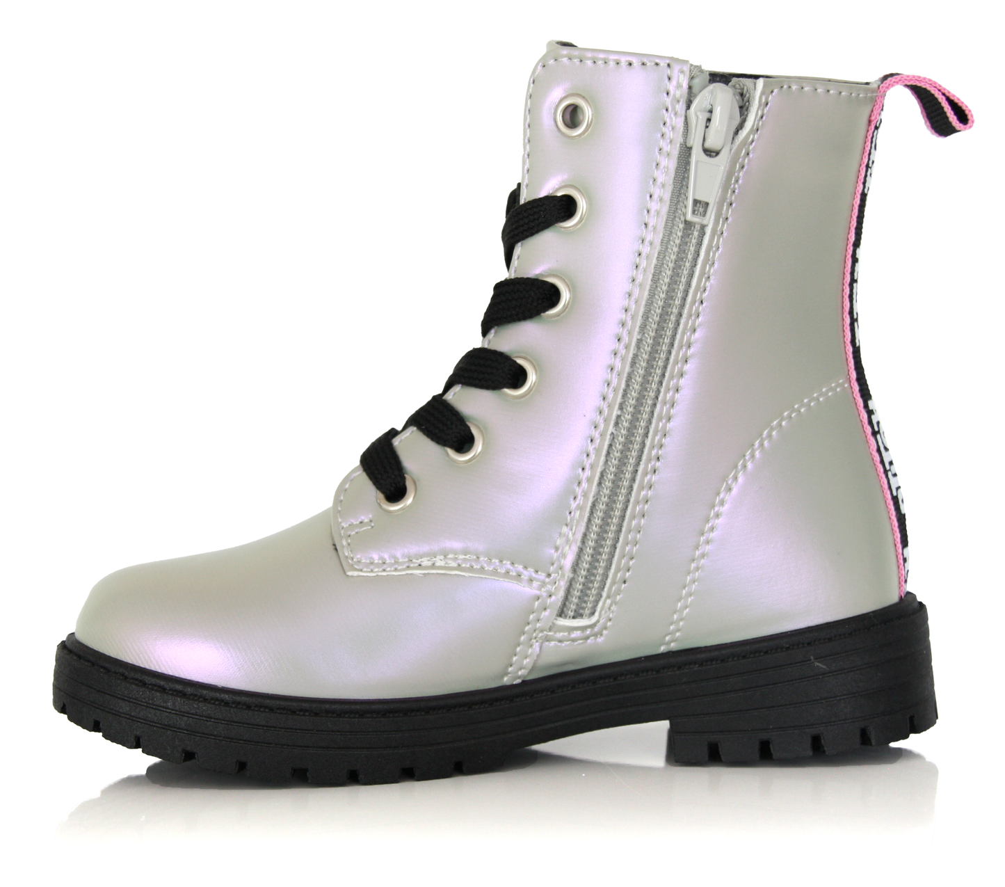 Bottines Fille Stitch – Effet Métallisé Argenté, Style Tendance & Semelle Antidérapante