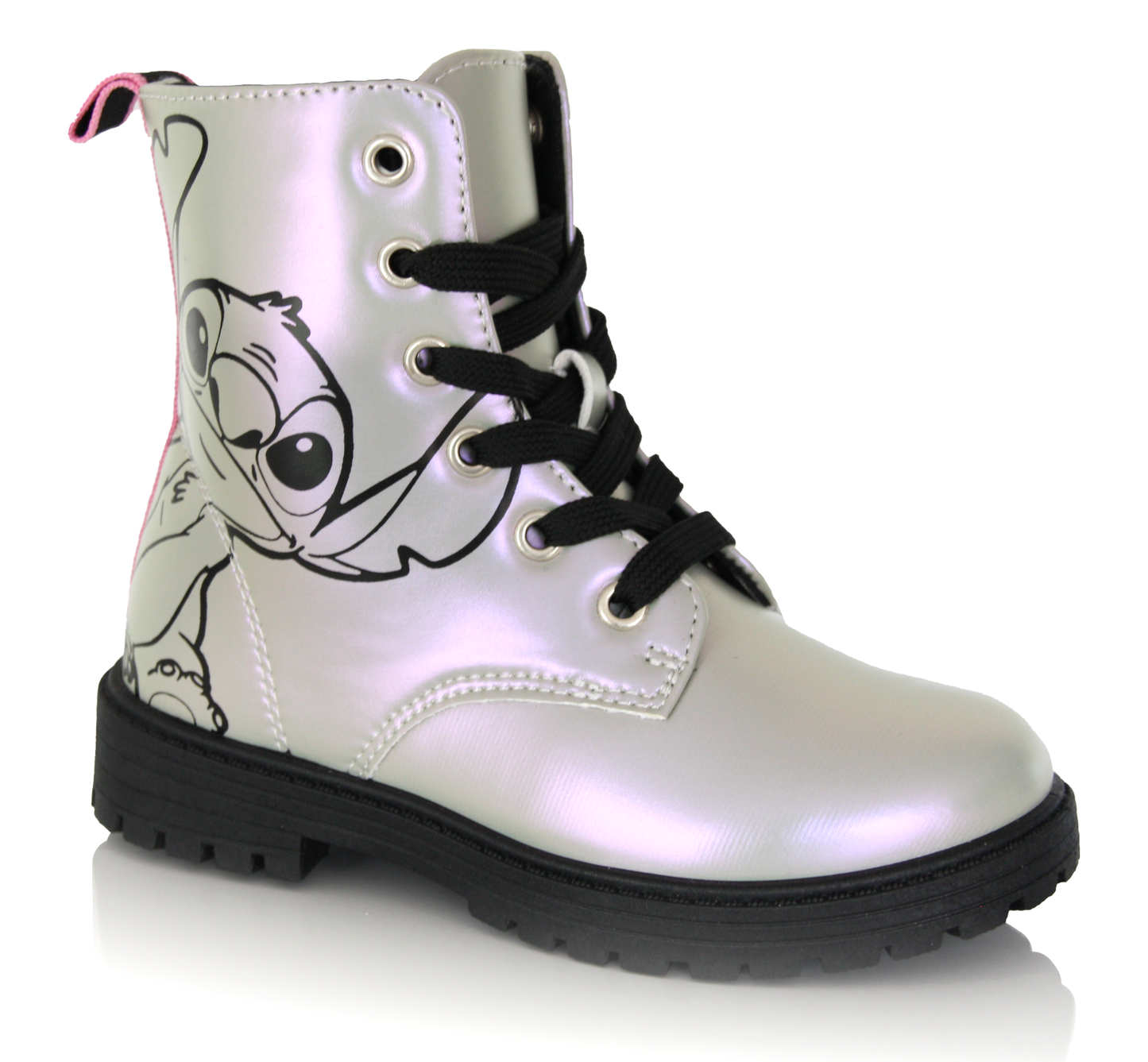 Bottines Fille Stitch – Effet Métallisé Argenté, Style Tendance & Semelle Antidérapante