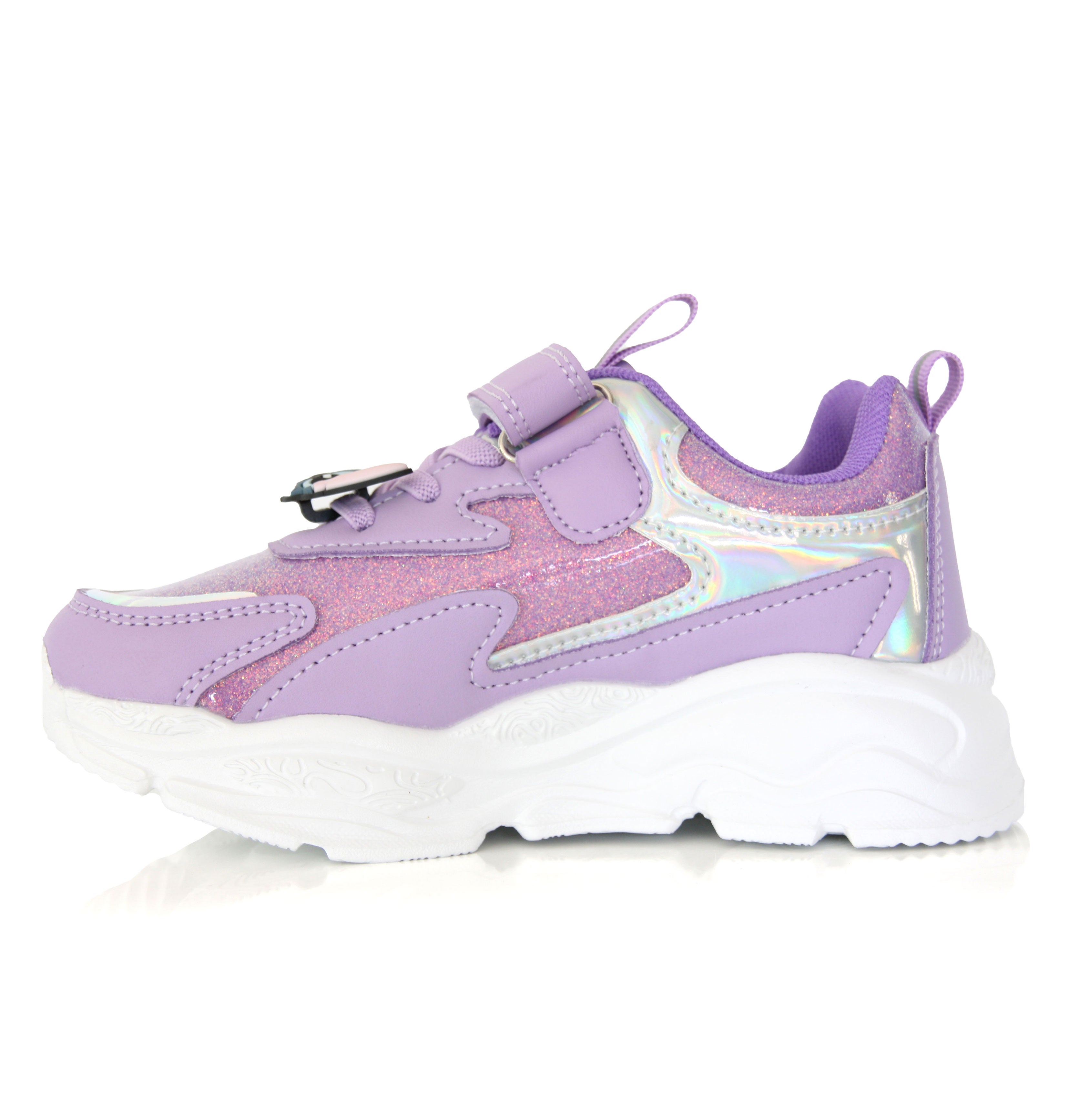 Baskets Stitch Enfant Violettes Pailletées – Scratch Confort du 24 au 32