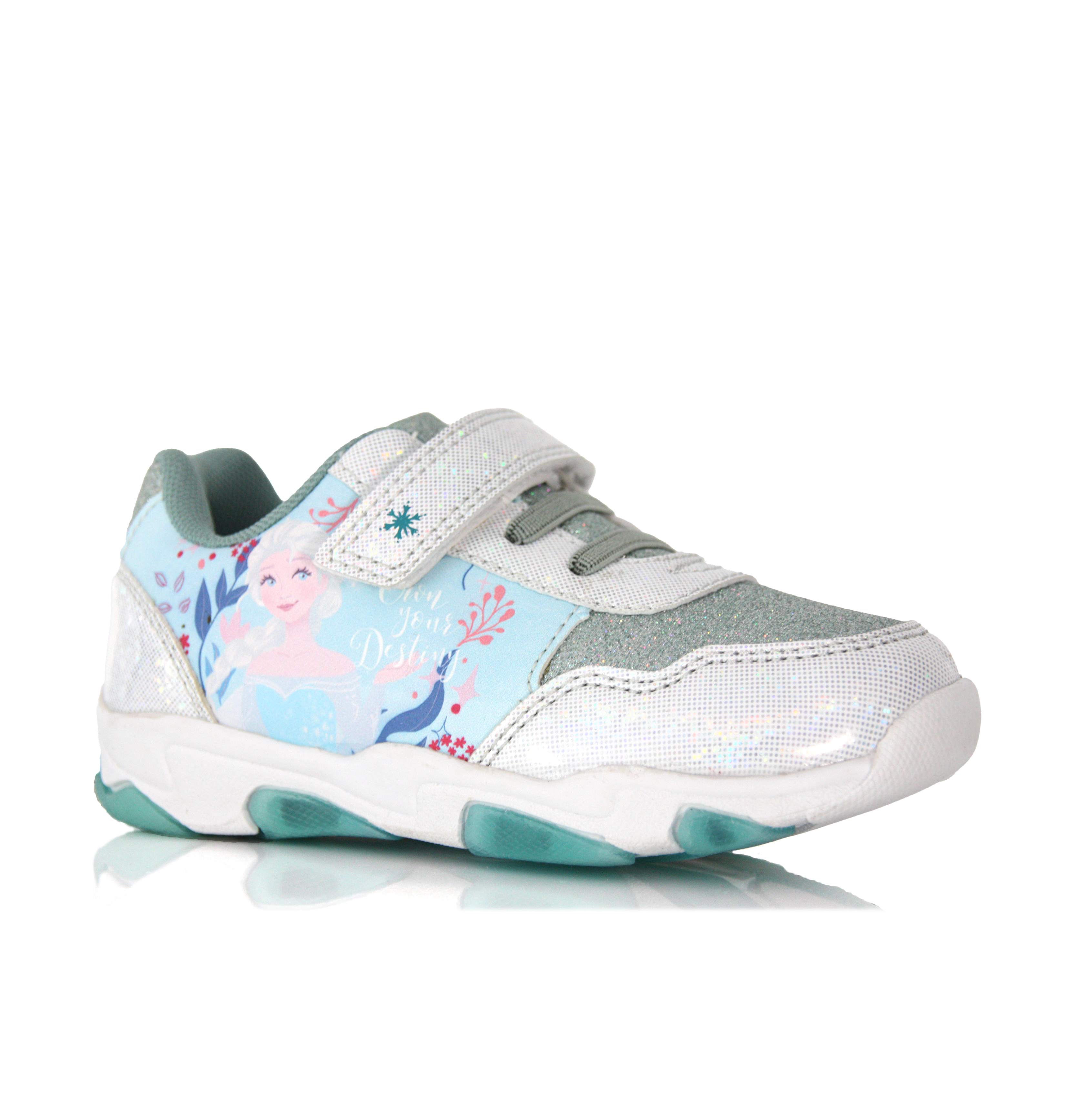 Baskets Fille Reine des Neiges pailletées Elsa Disney Turquoise