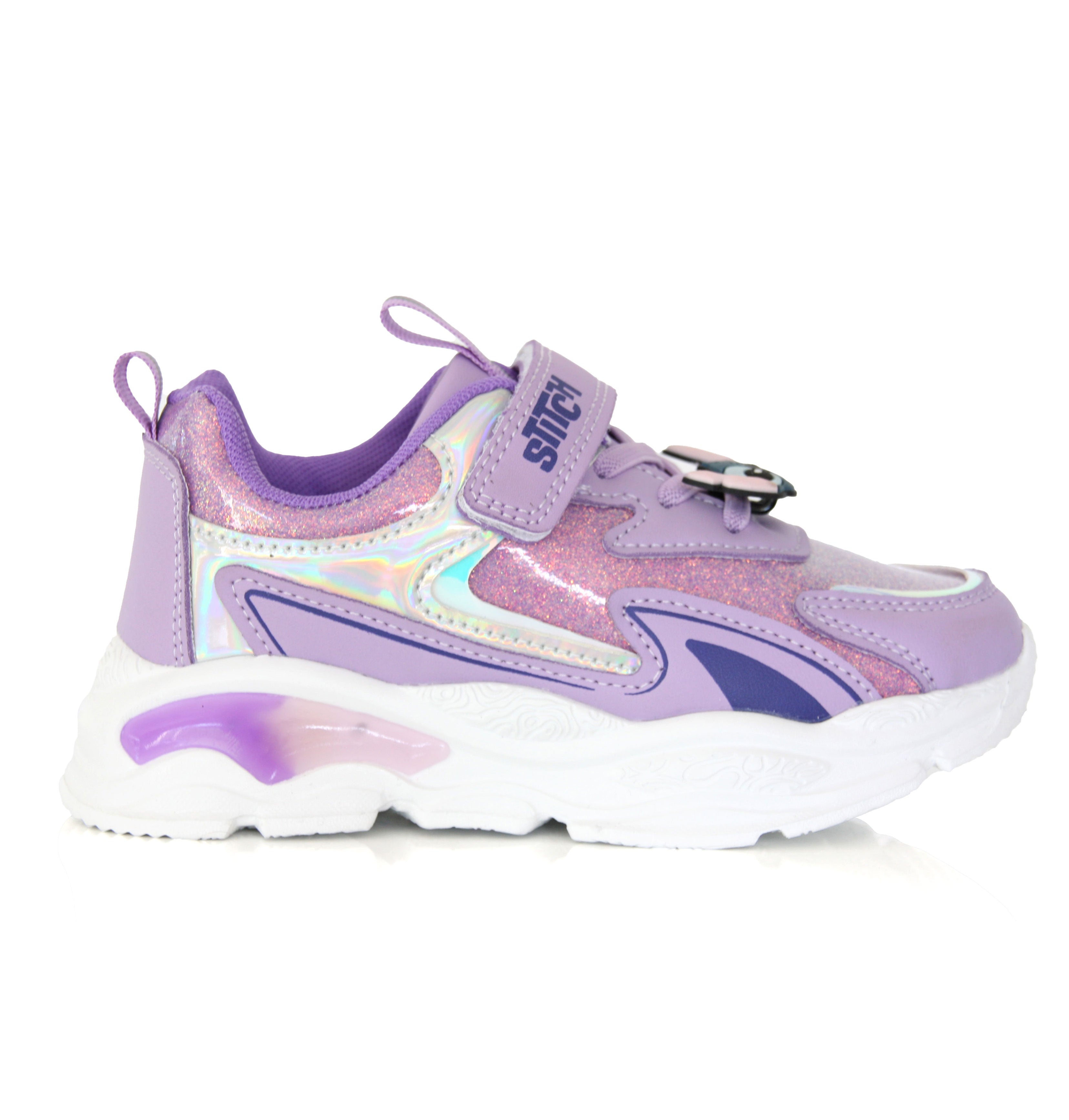 Baskets Stitch Enfant Violettes Pailletées – Scratch Confort du 24 au 32 Image principale du produit