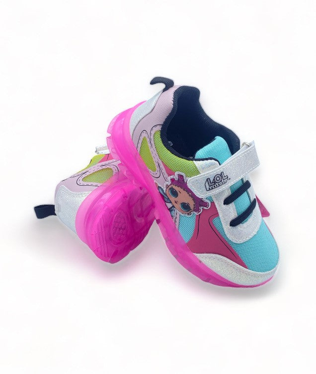 Basket LOL Surprise bleu rose et vert à scratch pour Enfant