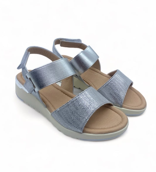 Sandales Argentés avec lanière type Crocodile pour Femme