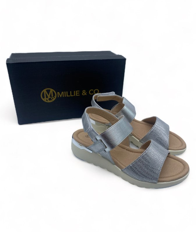 Sandales Argentés avec lanière type Crocodile pour Femme