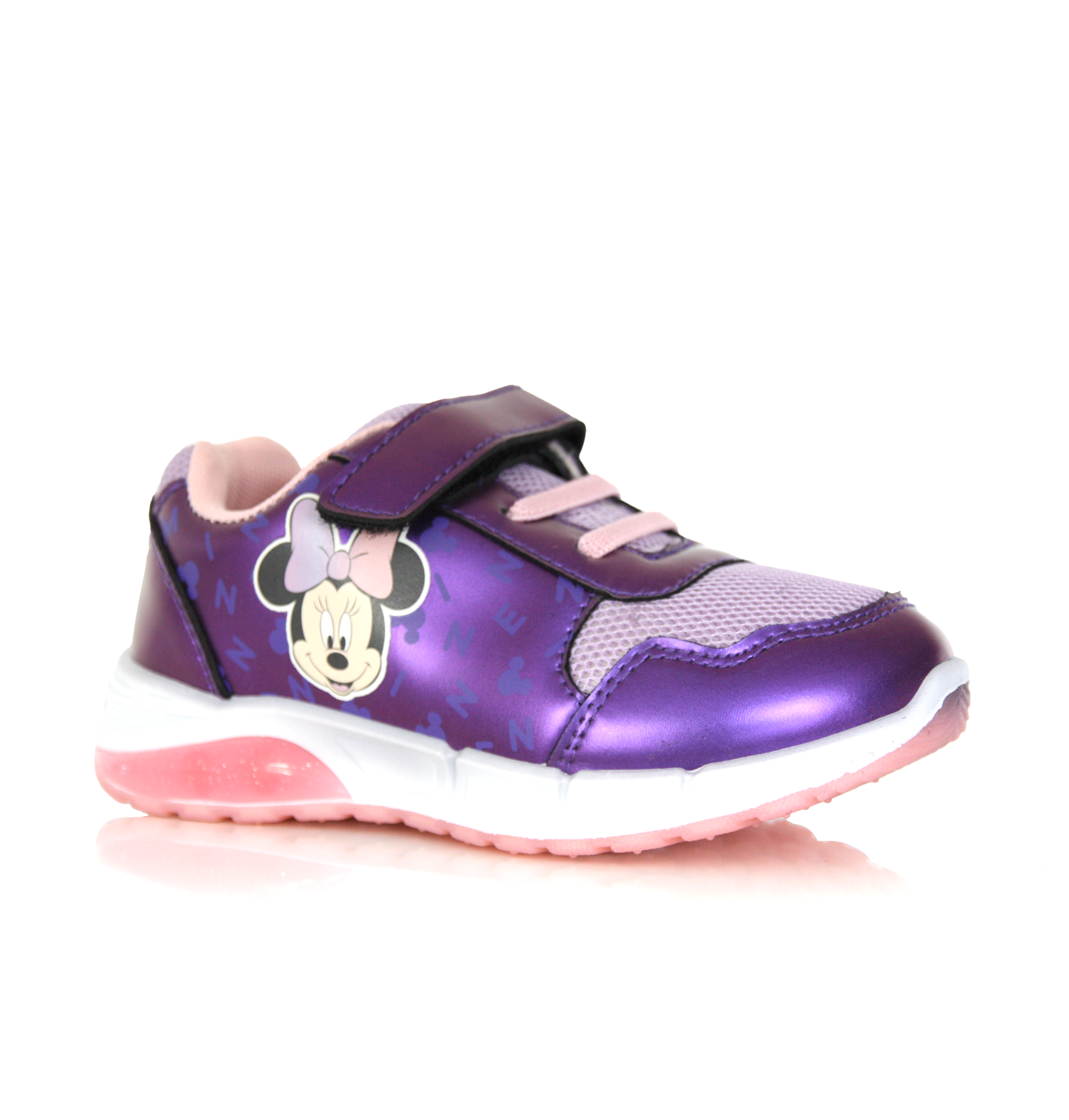 Baskets Fille Minnie Mouse Lumineuses – Rose & Violette Métallisé Disney
