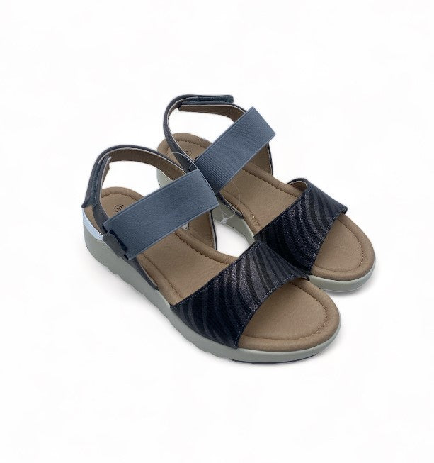 Sandales Millie&Co noires à Lanière type Zébrées pour Femme