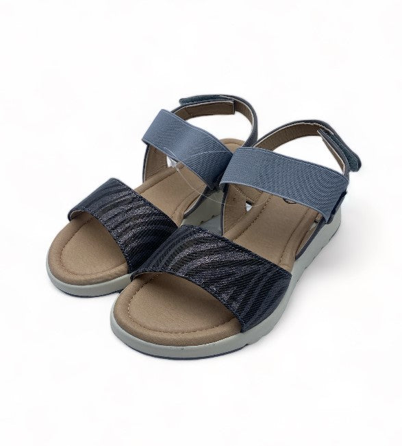 Sandales Millie&Co noires à Lanière type Zébrées pour Femme